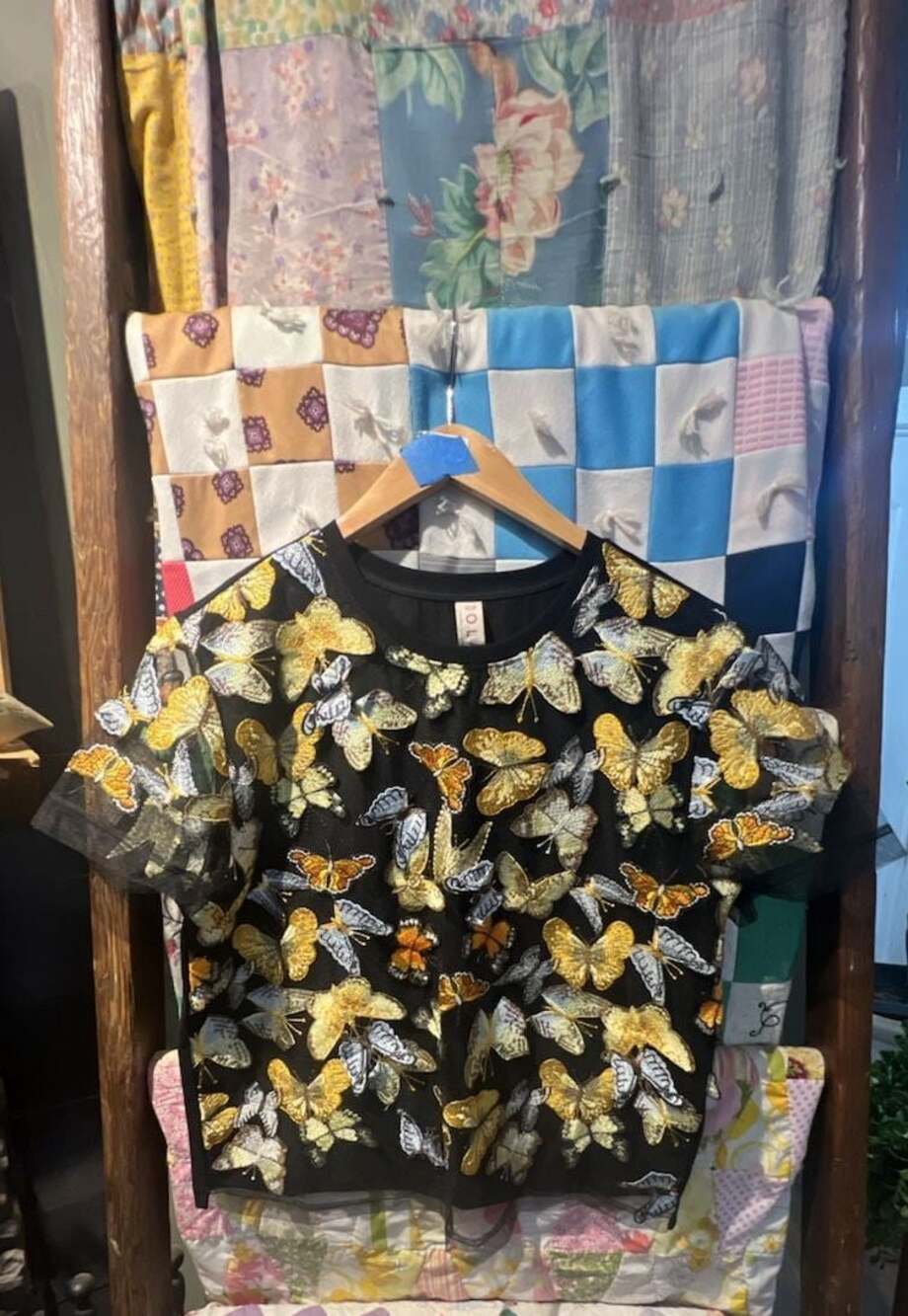 NWOT Dolan Black Butterfly Applique Top